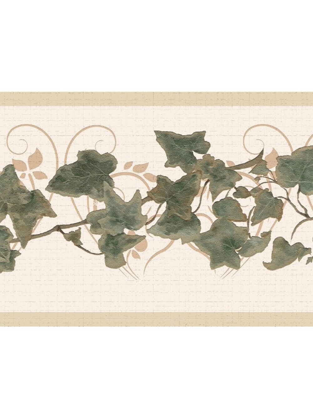Peel and Stick Wallpaper Border - Abstract Green Beige Leaves, 15ft x 7in Decor